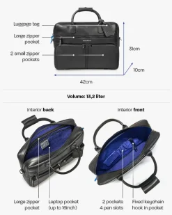 Office bag leer zwart